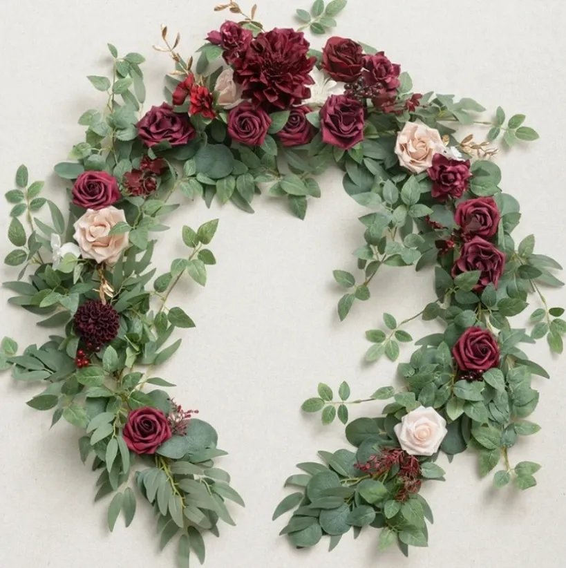 Ling’s Moments 6’ Romantic Marsala & Blush Eucalyptus Arch Garland