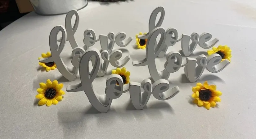 Small “LOVE” Cursive White Wood Table Decor