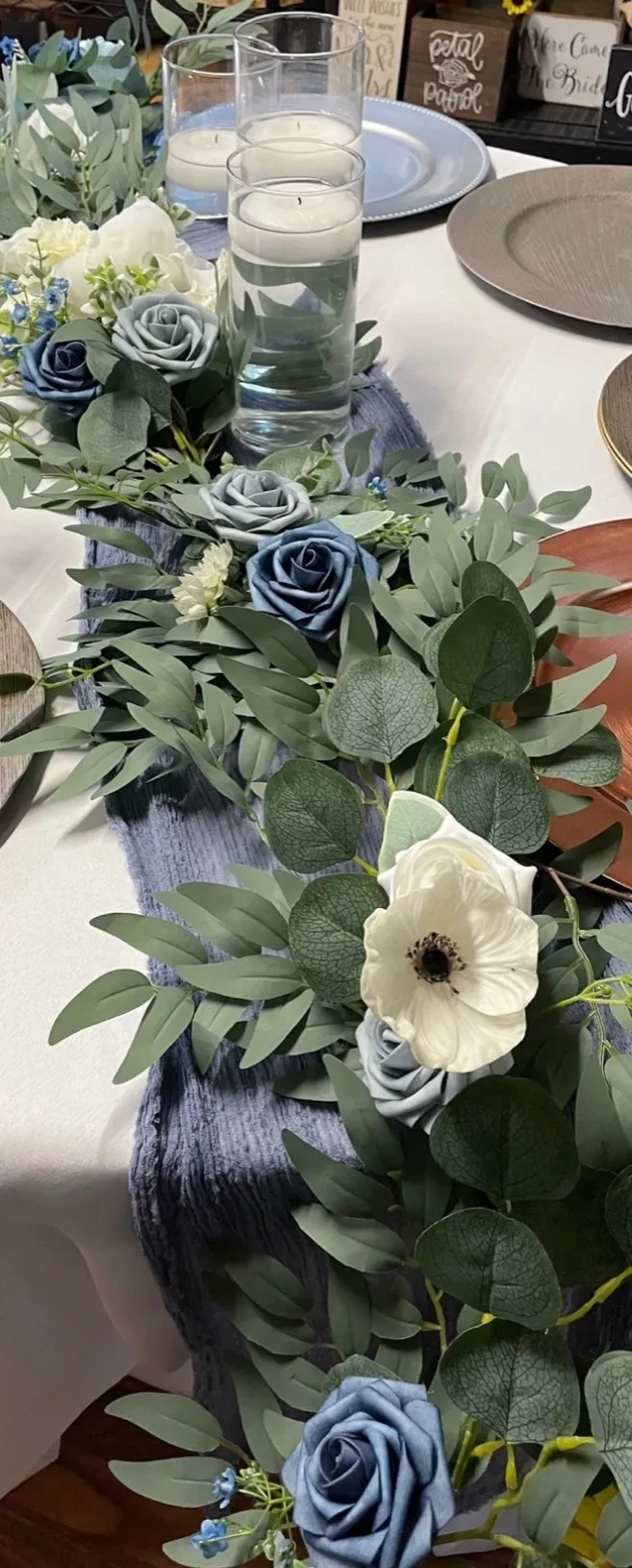 6’ Ling’s Dusty Blue Arch Garland and/or Sweetheart Table Garland