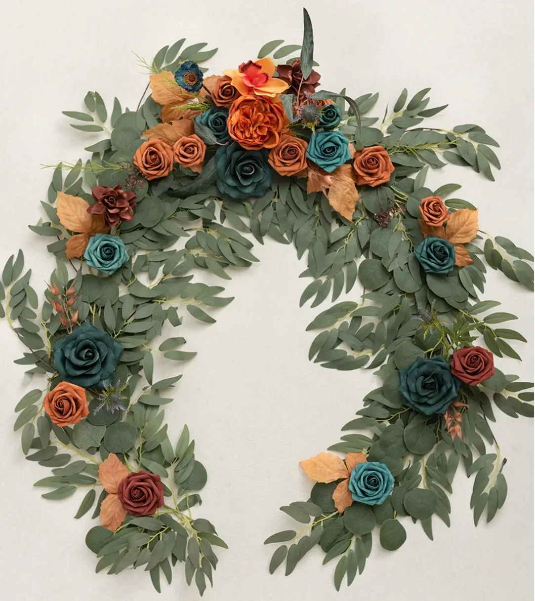 6’ Flower Garland in Dark Teak & Burnt Orange