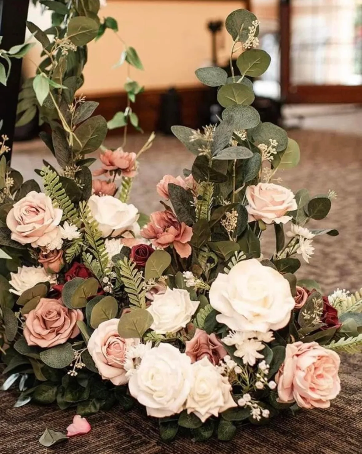 Ling’s Moments Dusty Rose & Cream Barrel Arrangements 