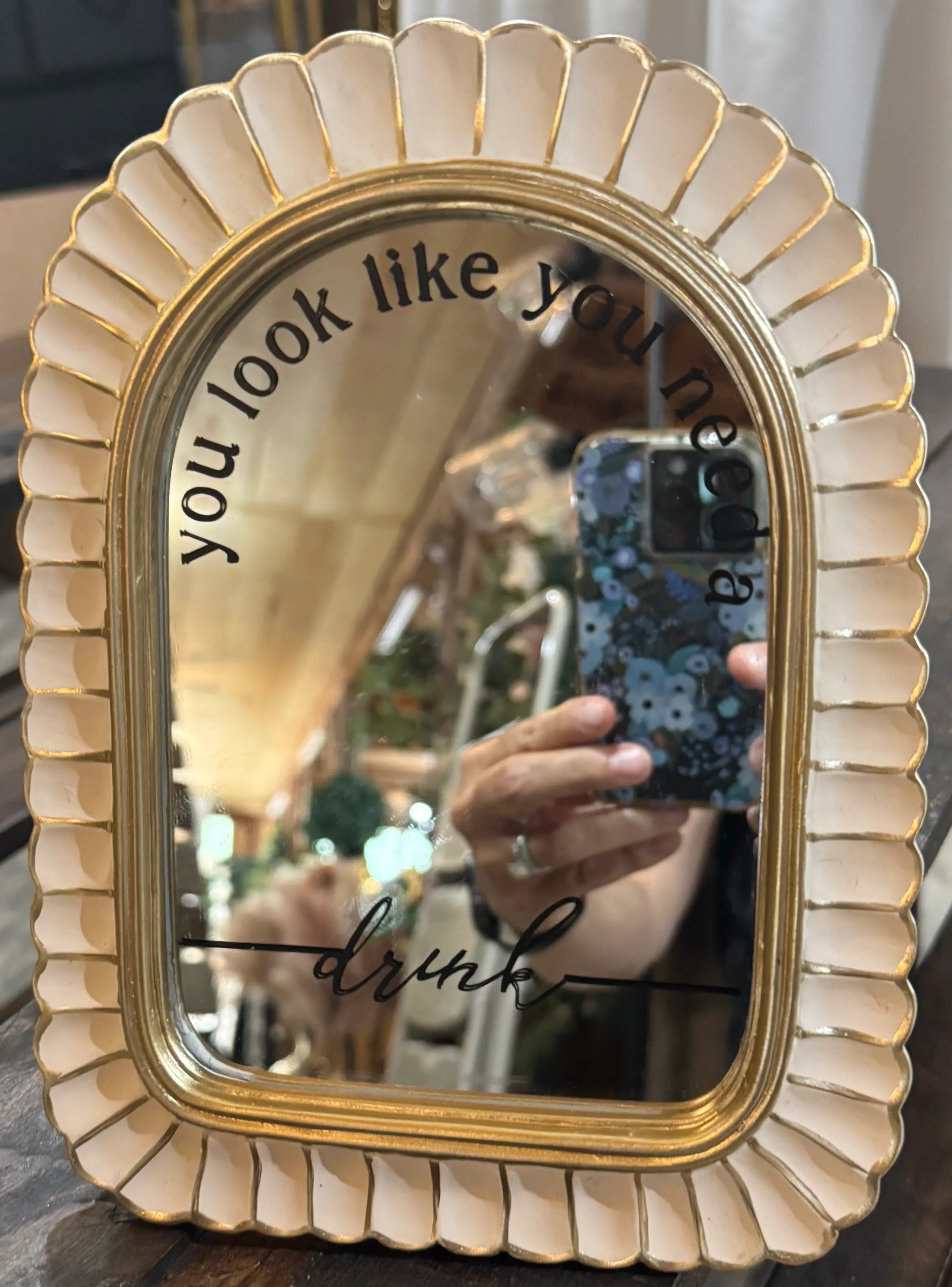 "You Look Like You Need a Drink" Small, White Mirror