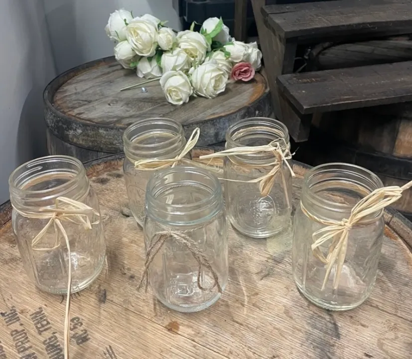 Small Mason Jars with Twine Bows