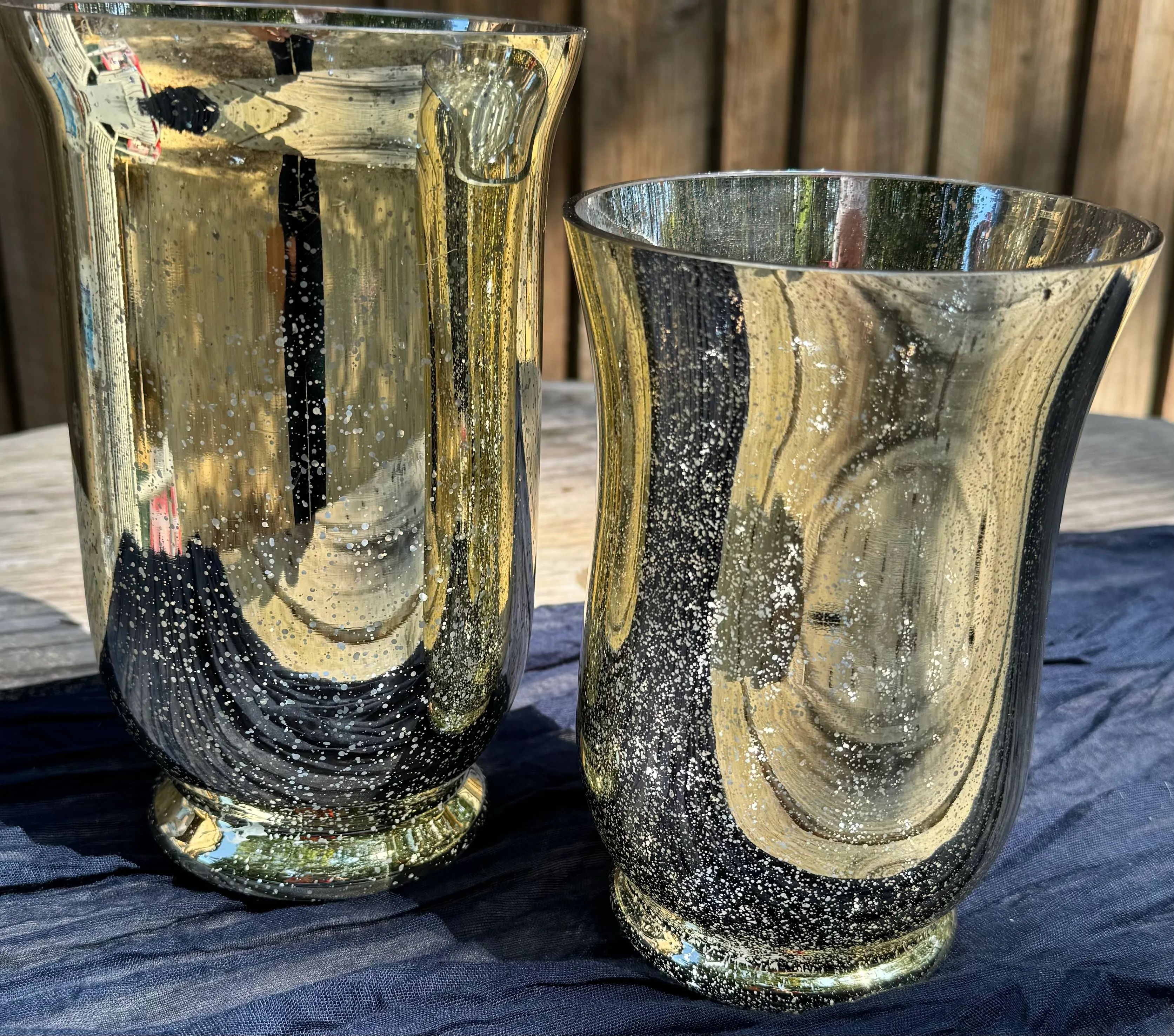 Large Wide Mouth Gold Vases