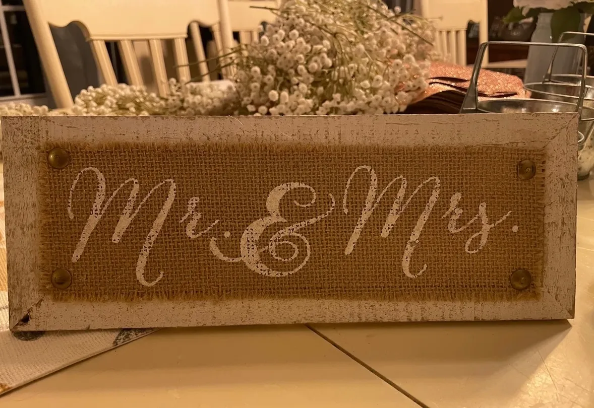 “Mr. & Mrs.” Burlap Sign