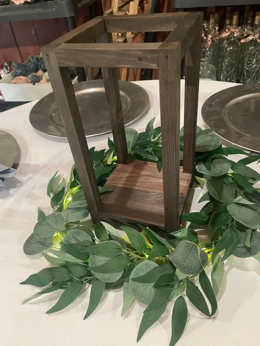 Dark Wood Open-Top Lanterns 