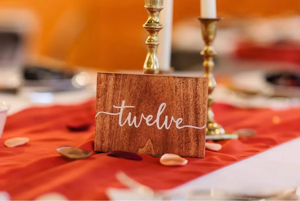 Wood Block Cursive Table Numbers (Set 1-20)