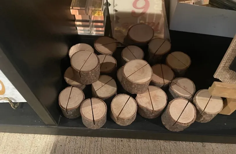 Small Raw Wood Table Number Holders 