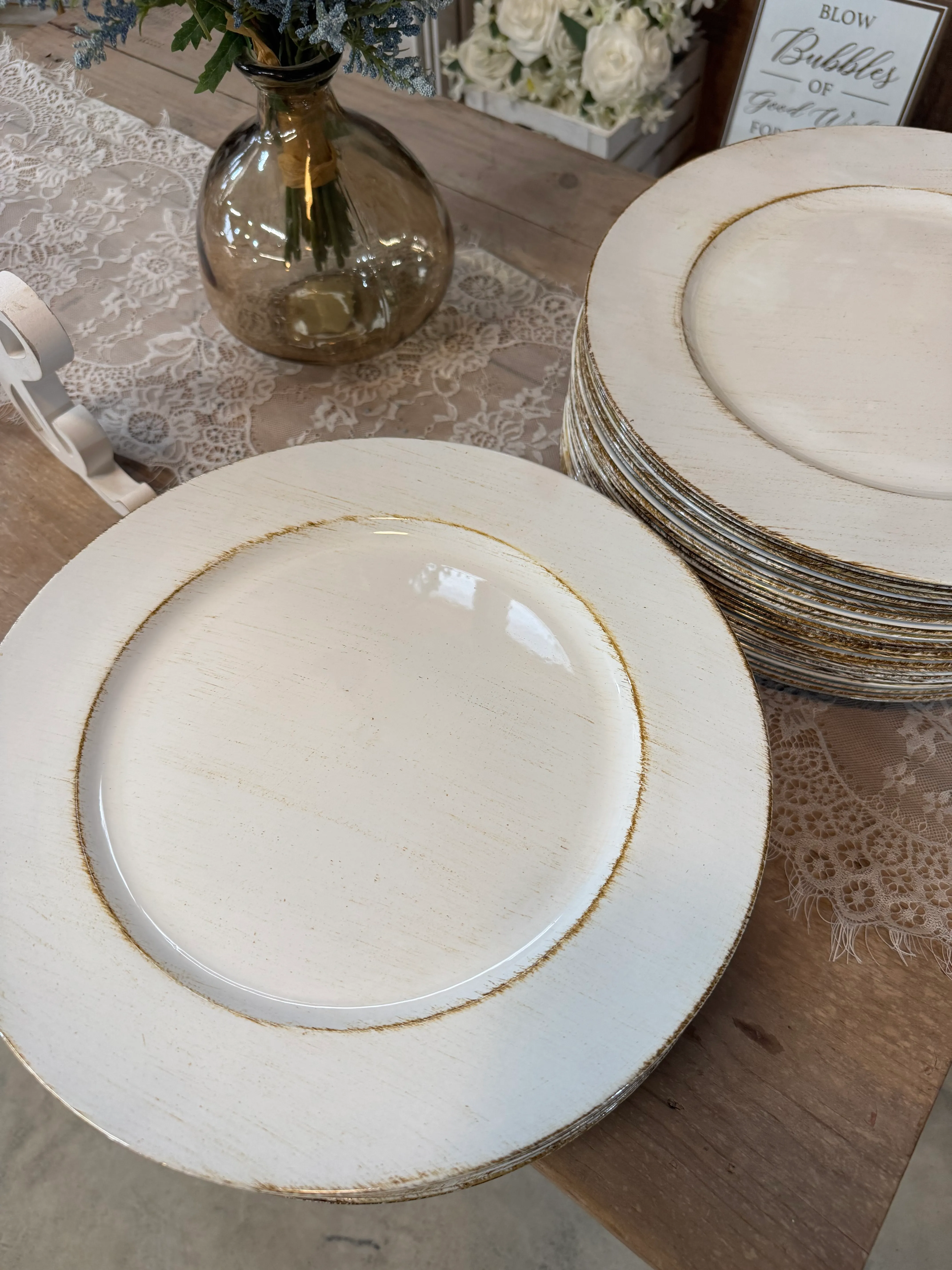 Rustic White Chargers