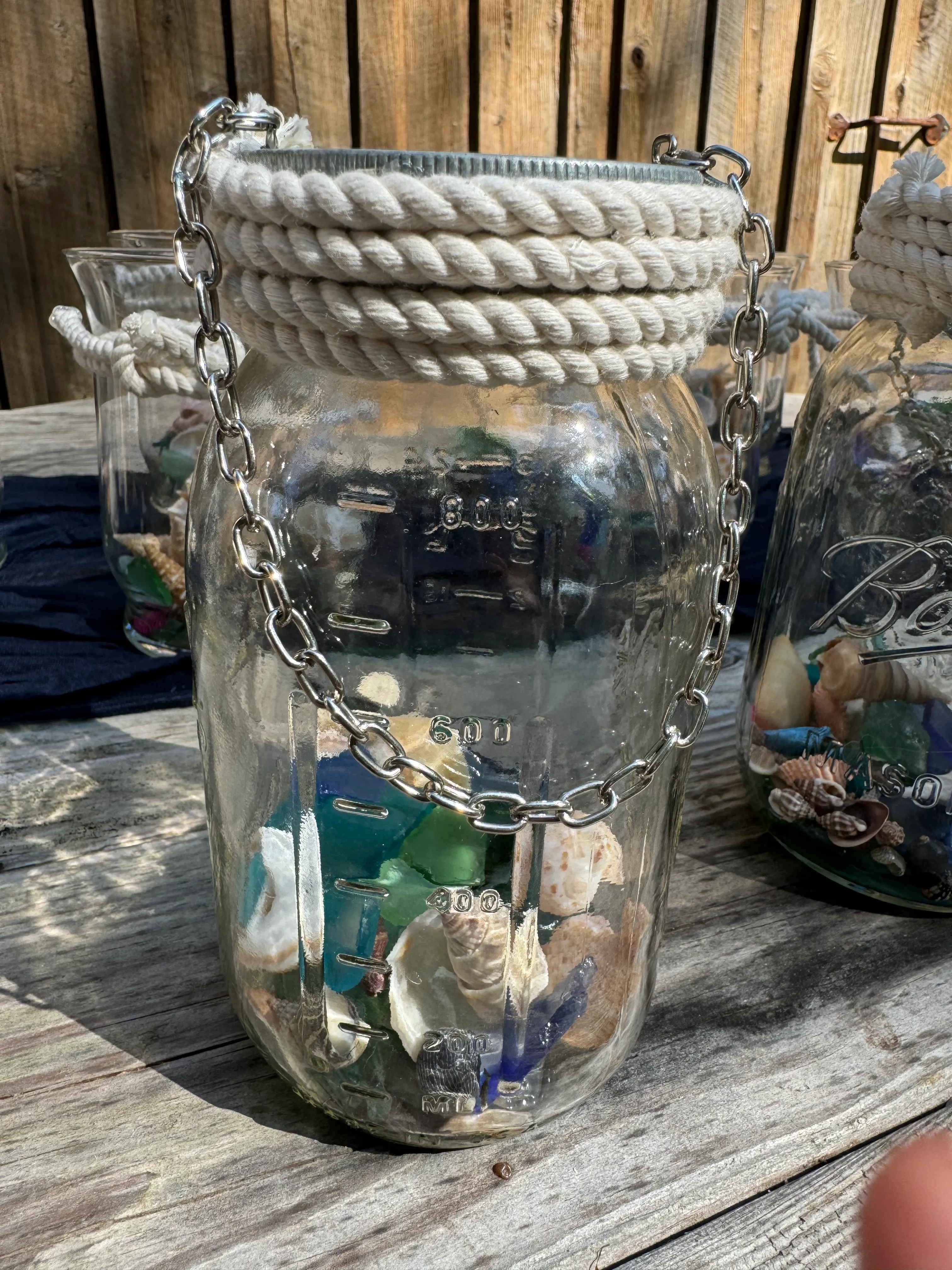 Mason Jars with Shells & Hangers
