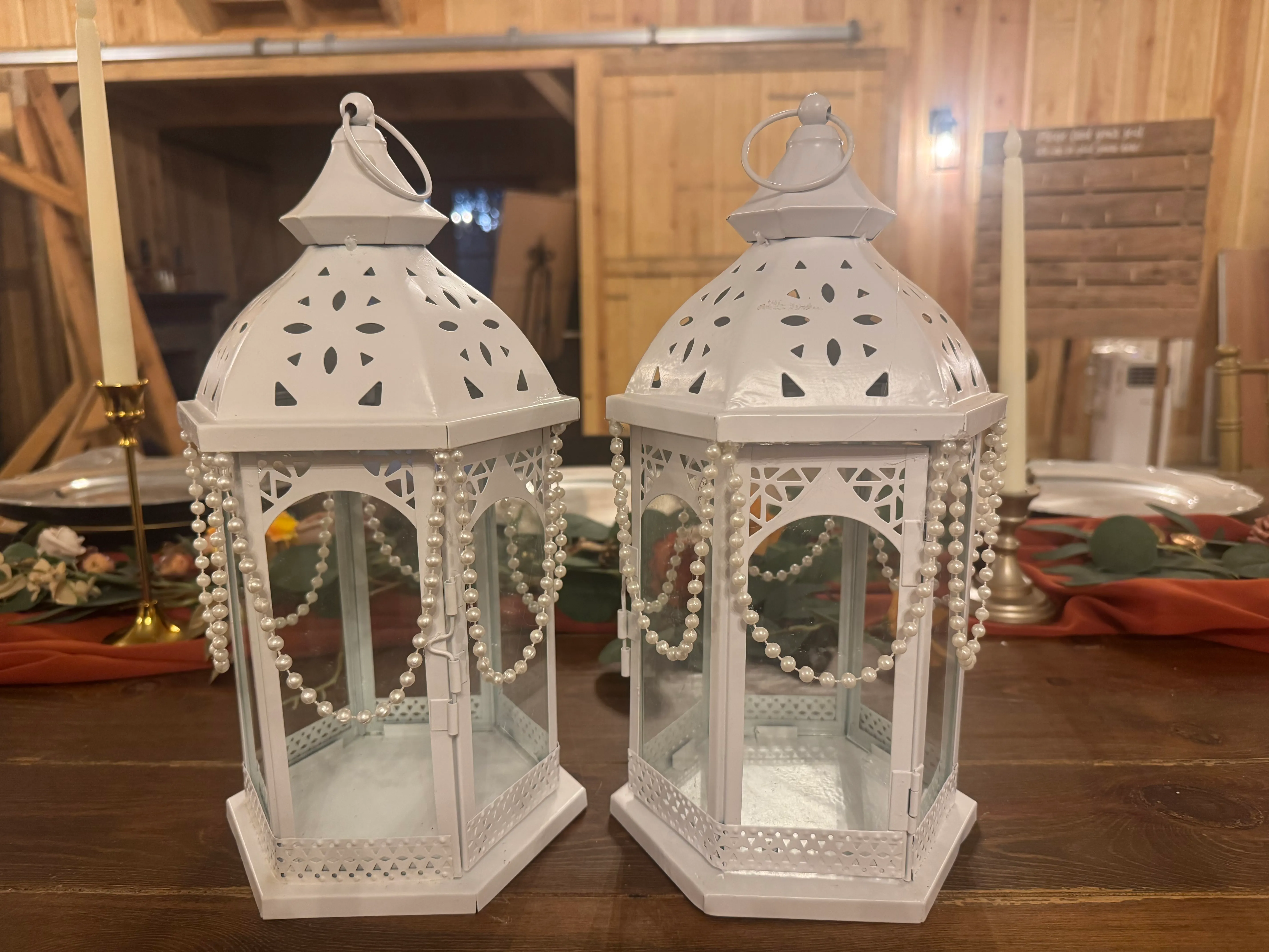 White Lanterns with Pearls (cannot open, so no candles)