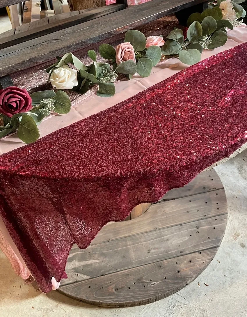 Burgundy Sequined Table Runners