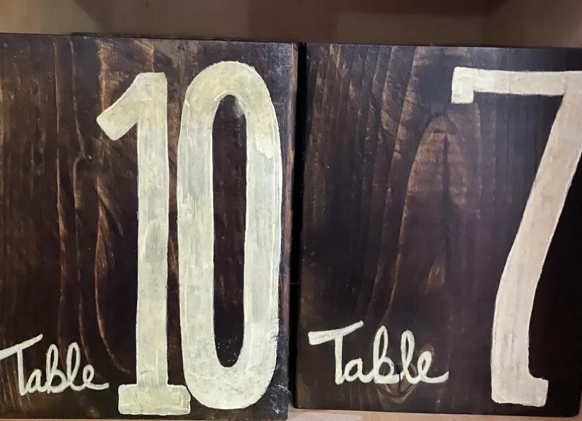 Dark Wood Block Table Numbers (Set 1-10)