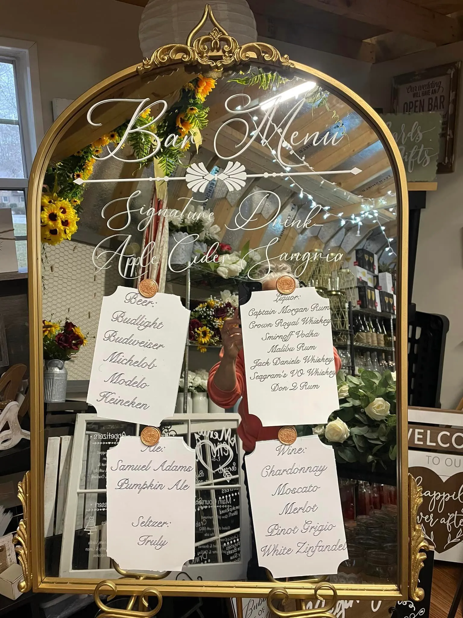 Medium Gold Mirror (Letters can be removed) 2'9" tall and 1'11" wide