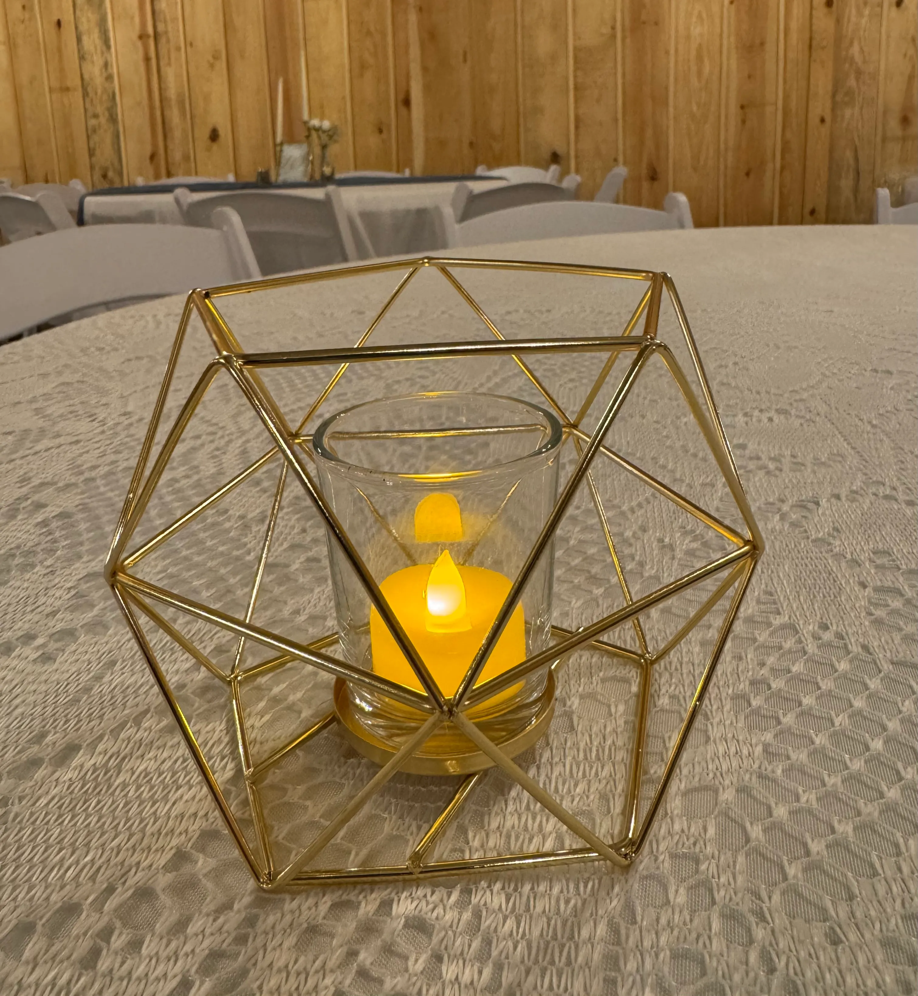 Gold Geometric Tealight Candle Holders/Votives with glass vase