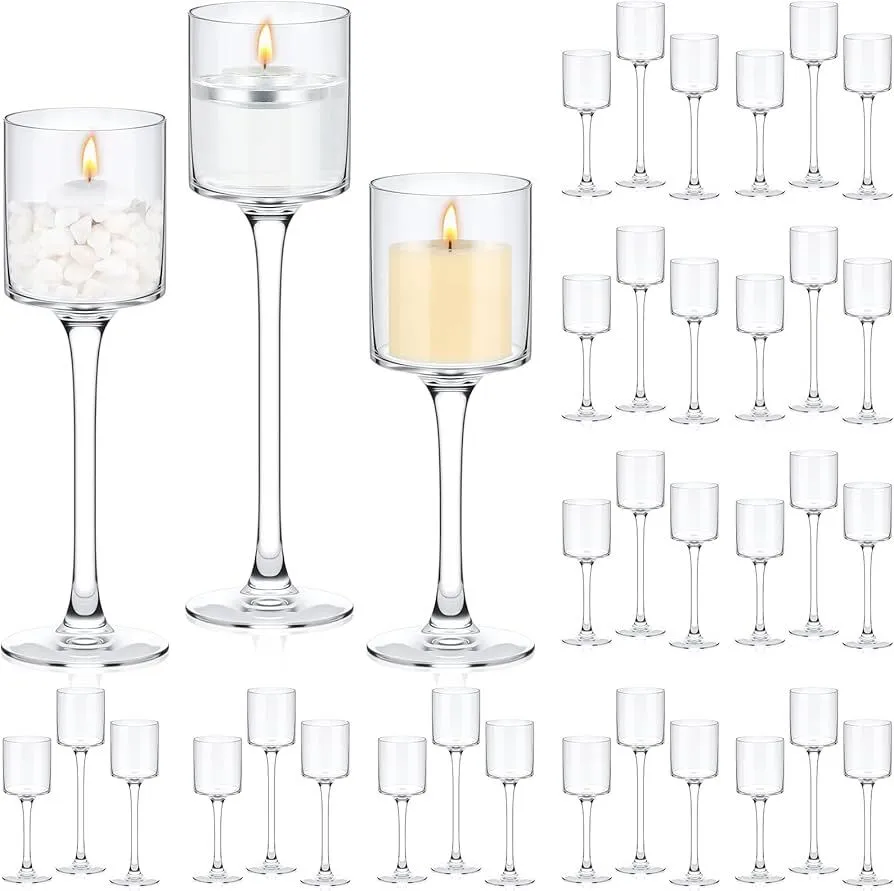 Stemmed Glass Candle Holder (Medium, 9”)