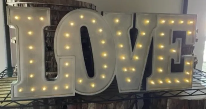 Silver LOVE Lightup Sign