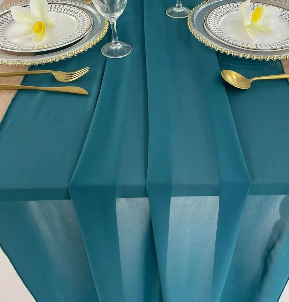 Turquoise Chiffon Table Runners 