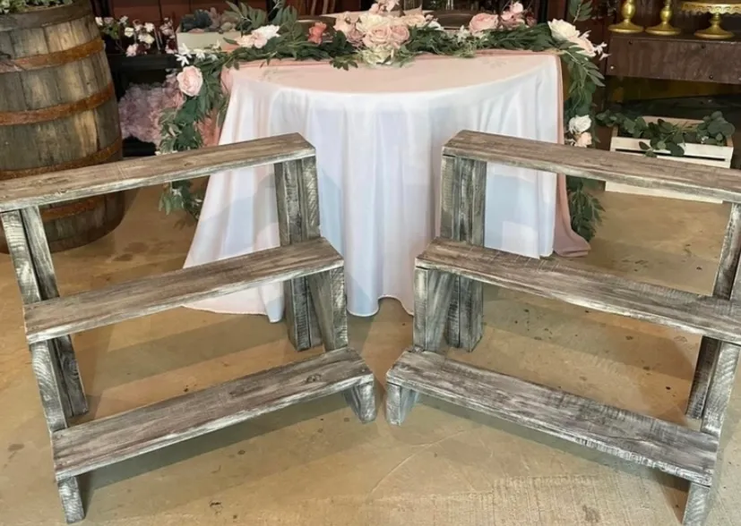 Gray Wood 3-Tier Cupcake Risers