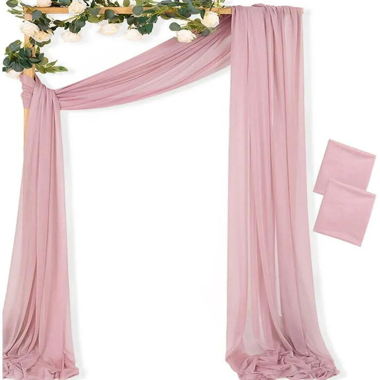 Ling’s Shimmering Dusty Rose Drapes (Extra Long for Large Arch)
