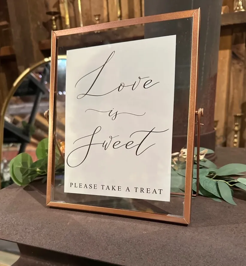 “Love is Sweet” Gold-Framed Sign