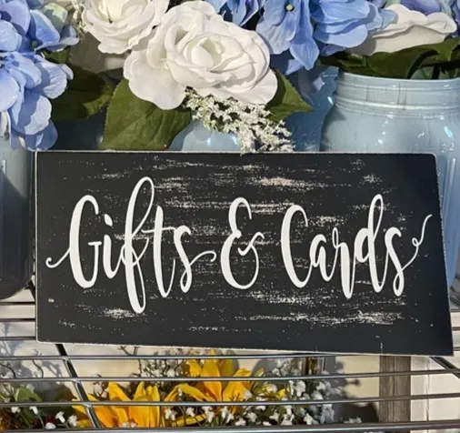 “Cards & Gifts” Black Wood Block