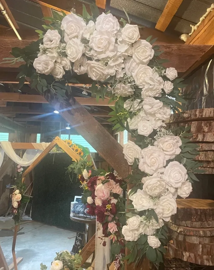 White Carnation & Rose Arch/ Sign Flowers