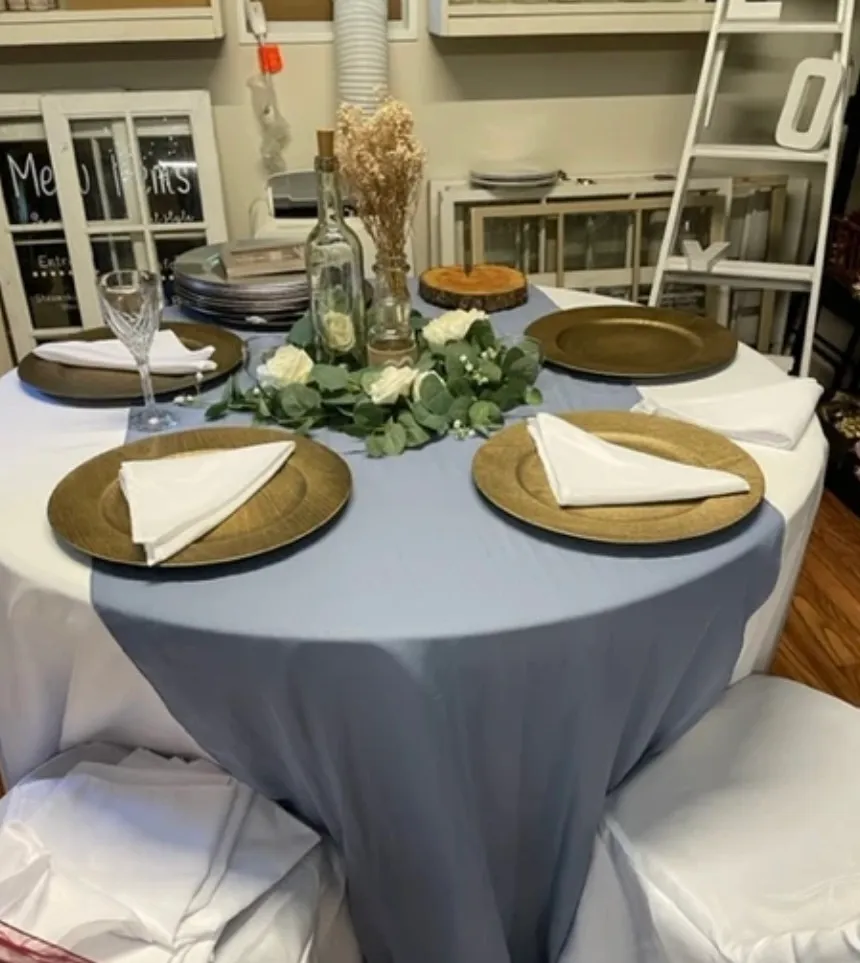 Dusty Blue Linen (wide width) Table Runners