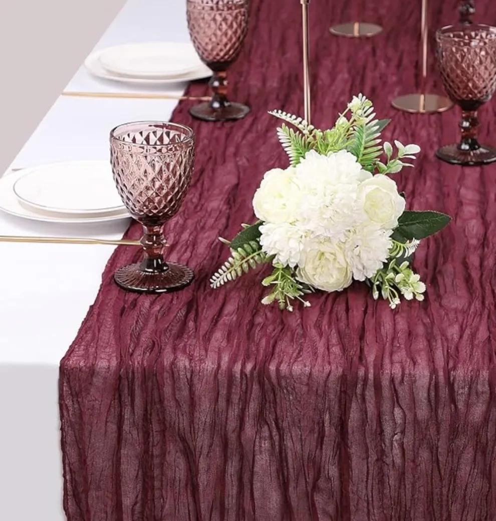 Burgundy Cheesecloth Table Runners 