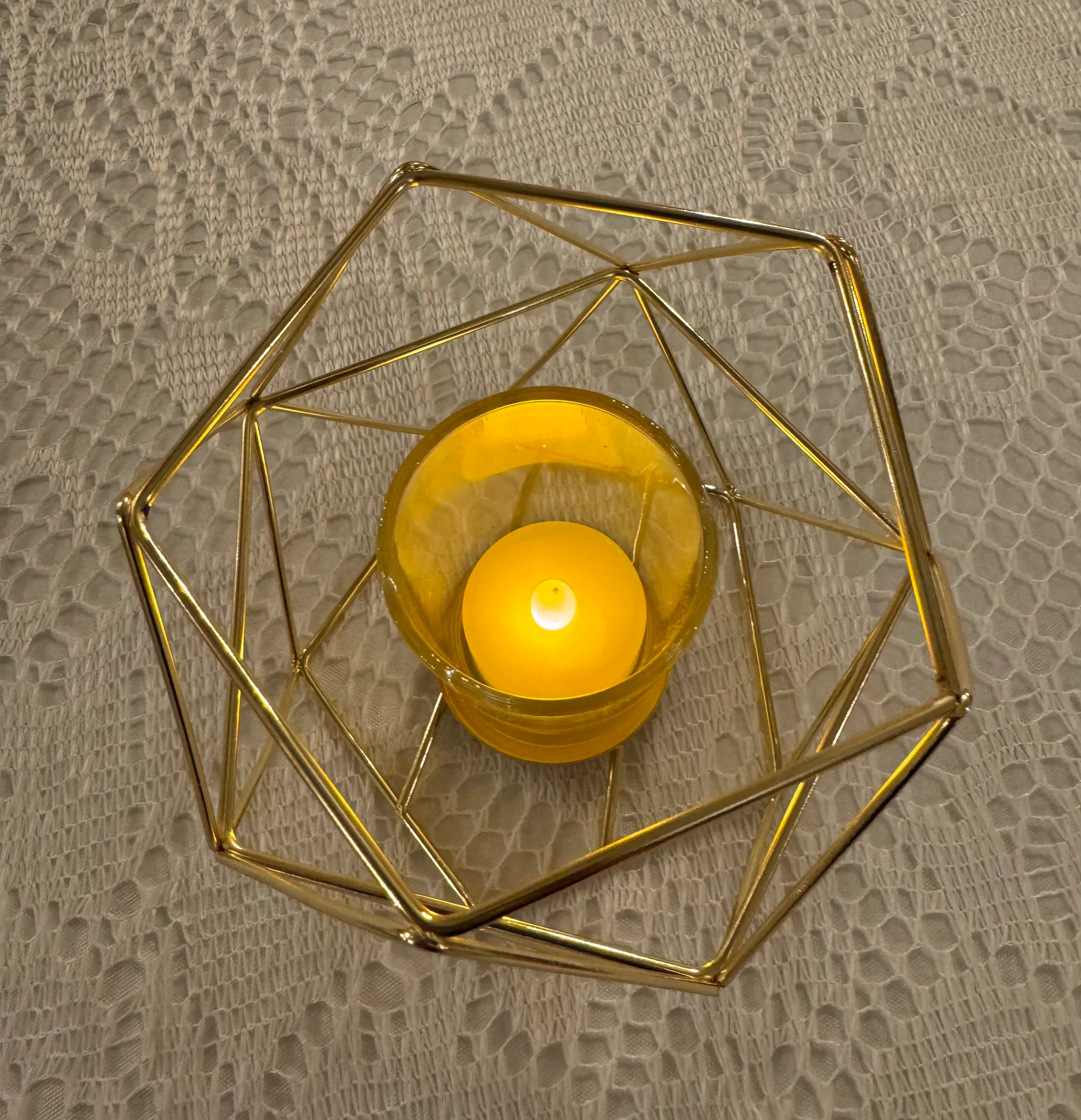 Gold Geometric Tealight Candle Holders/Votives with glass vase