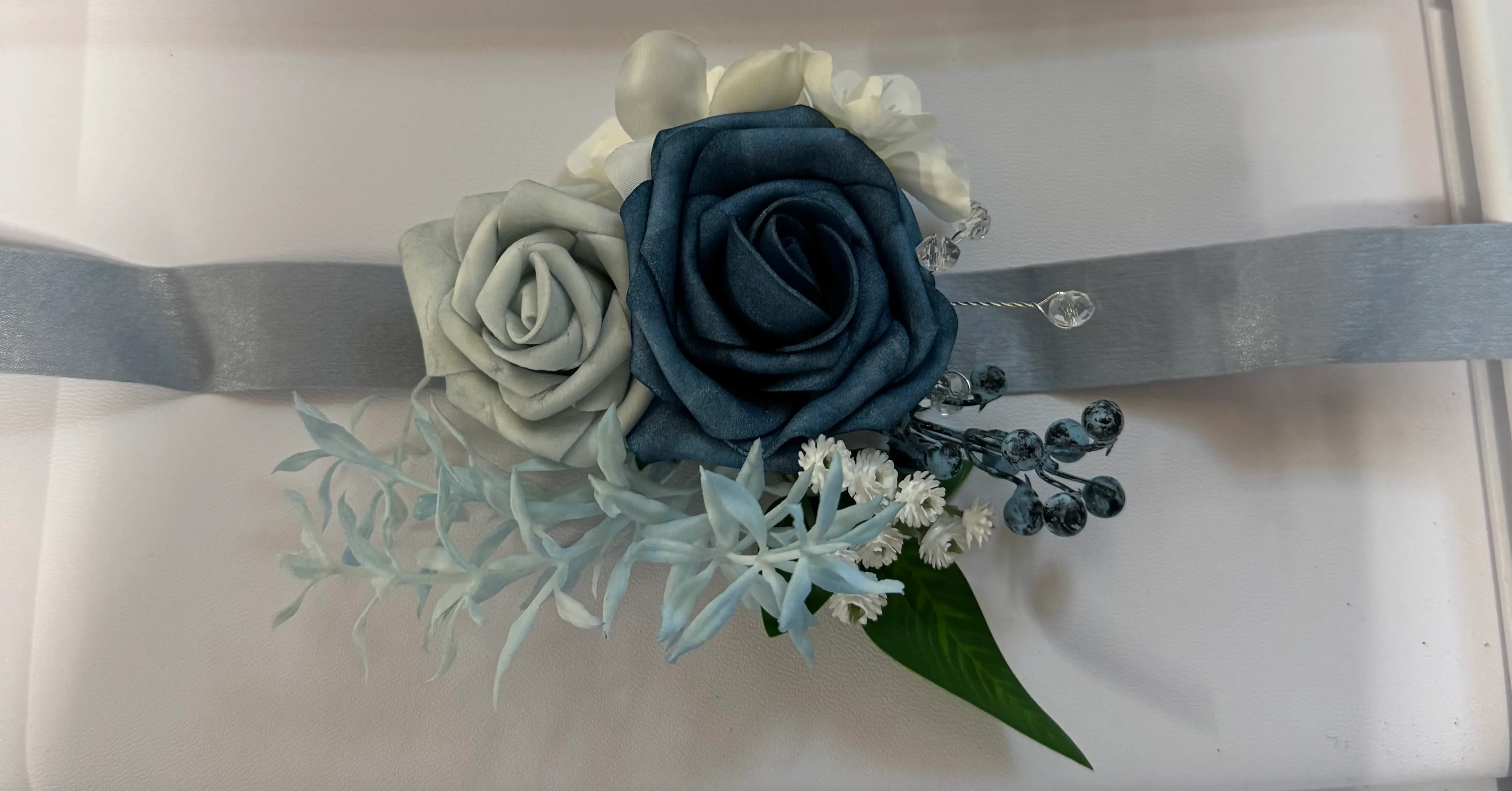 Dusty Blue Wrist Corsages