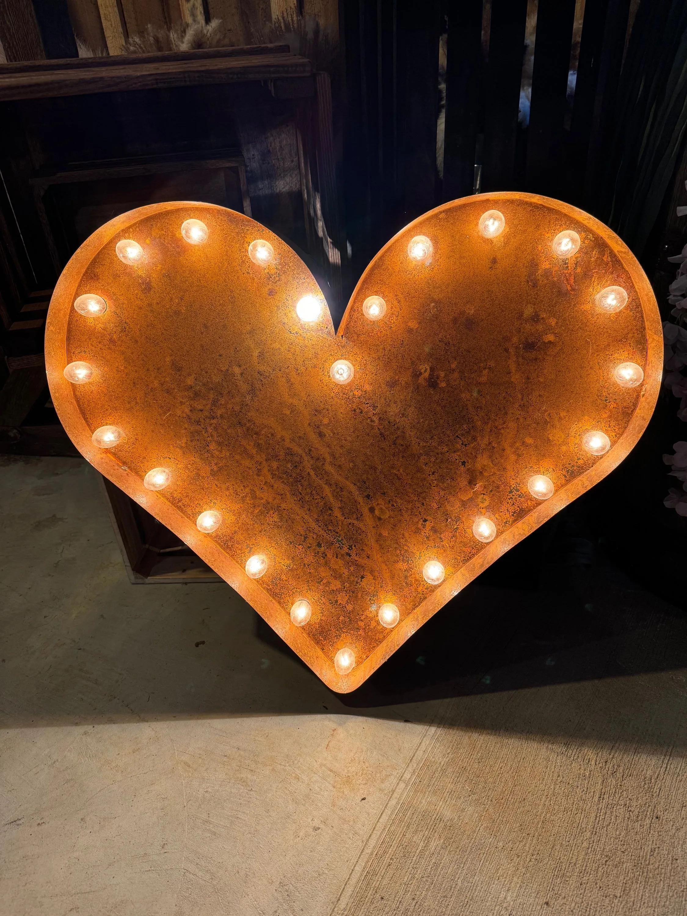 Large Rustic Heart Light Up Sign