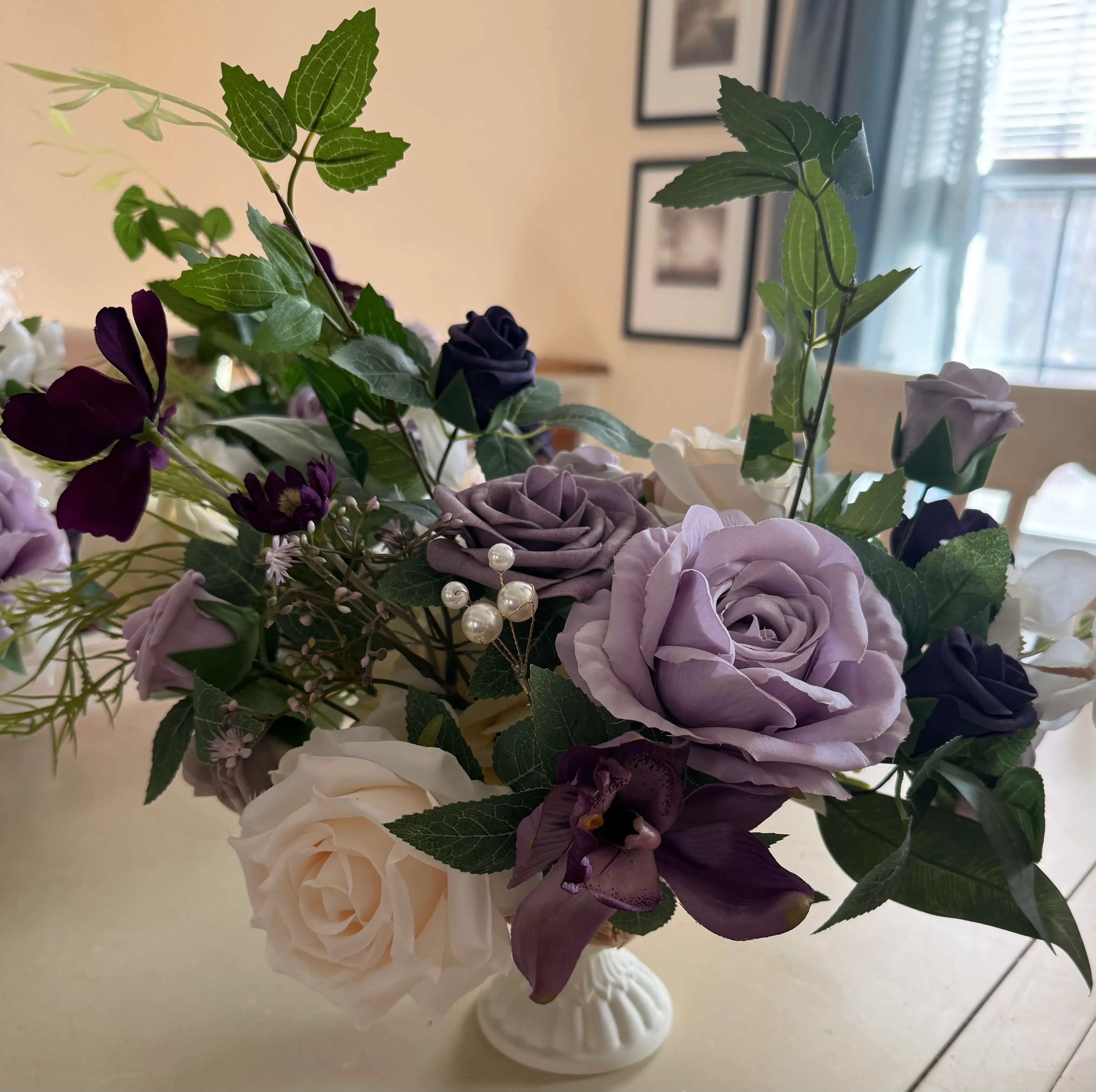 Ling's Moments Large Floral Centerpieces in Lilac & Gold