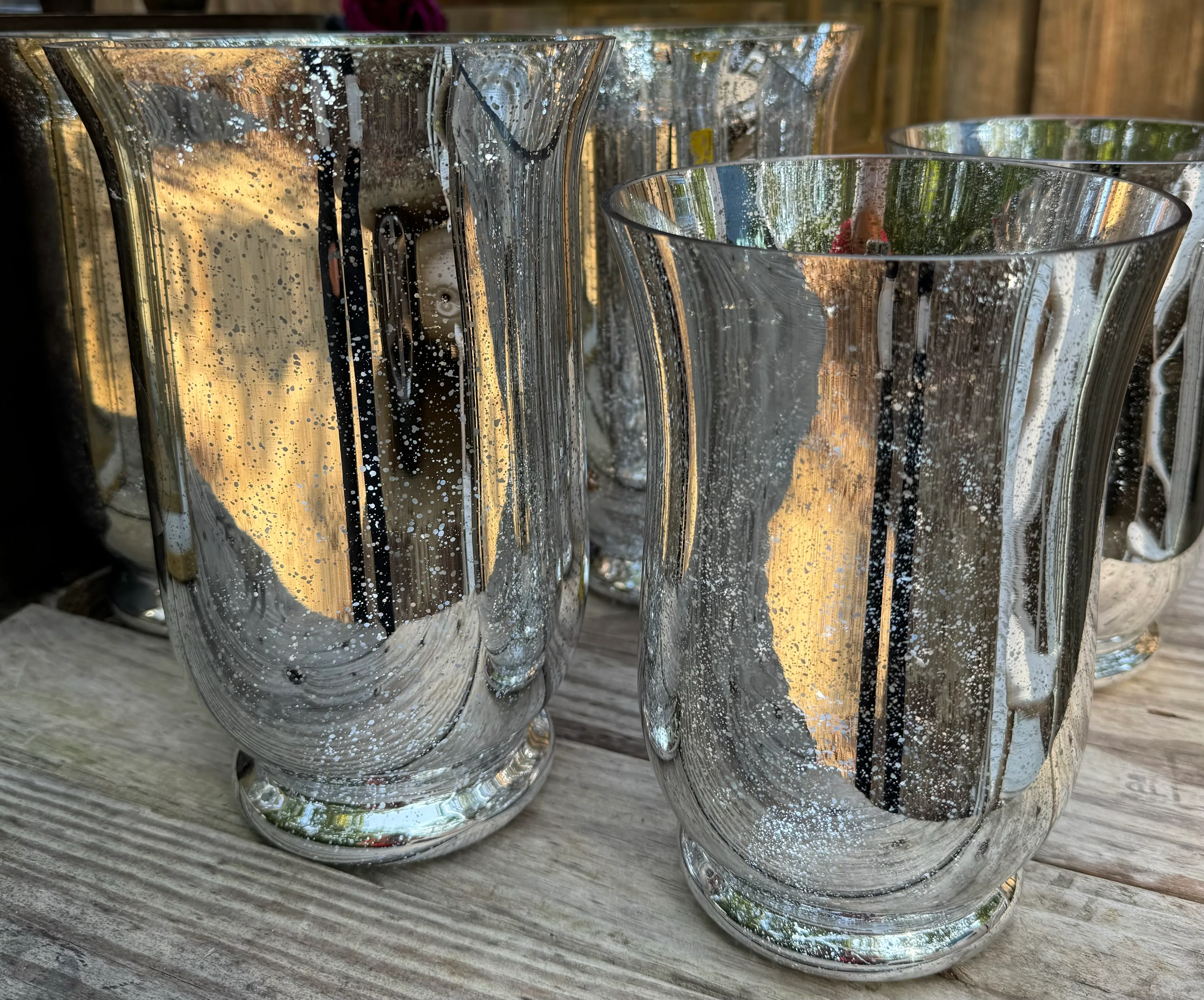 Medium Wide Mouth Silver vases