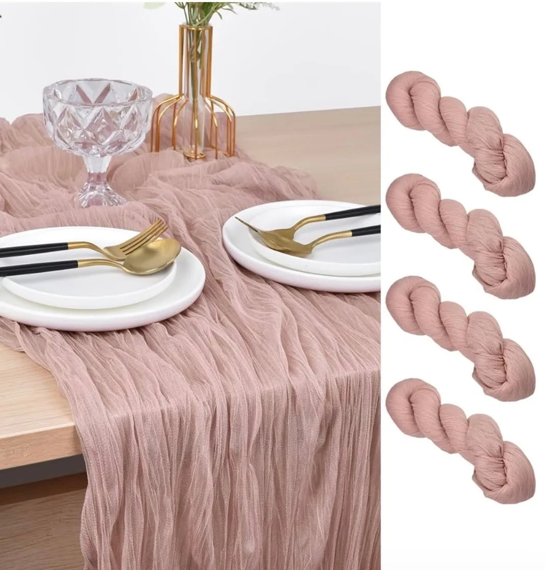 Dusty Rose Cheese Cloth Table Runner
