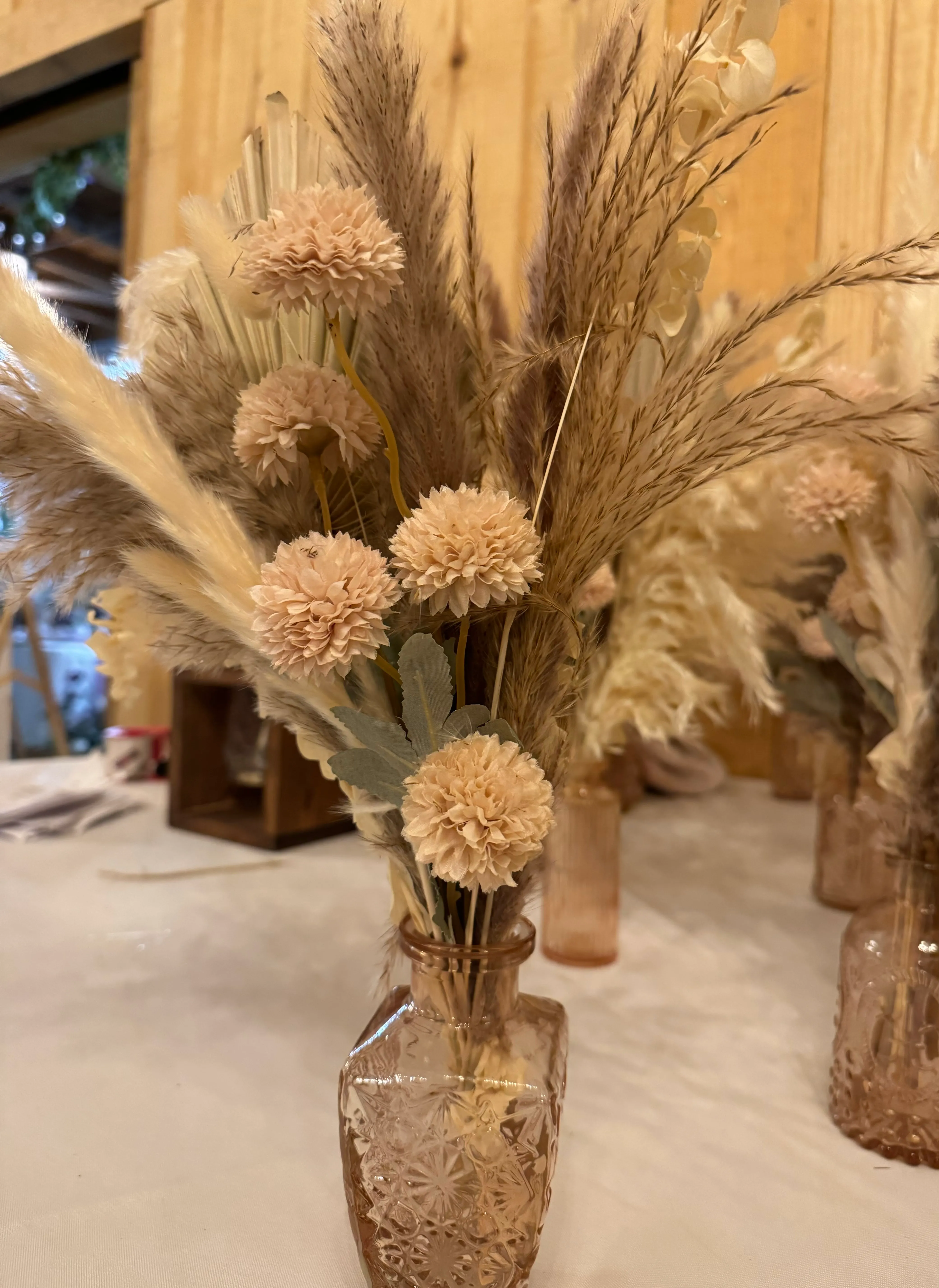 BOHO Flower Arrangements in Rose Gold Bud Vases