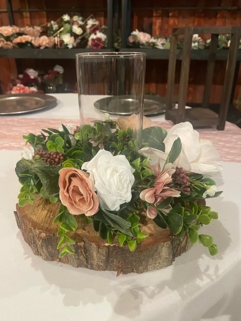Dusty Rose & White Flower Wreath Centerpieces 