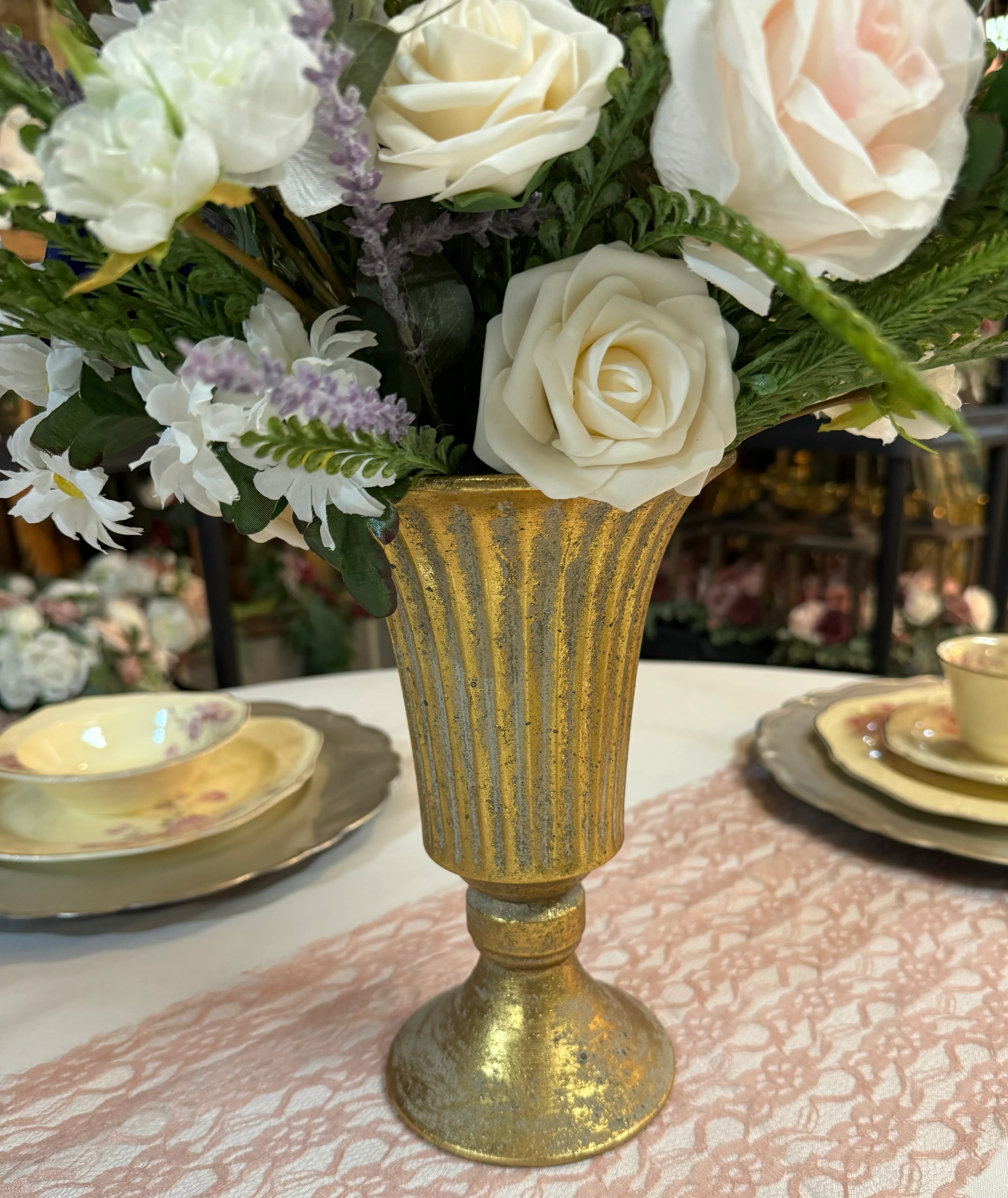 Rustic Gold Flared Metal Vase
