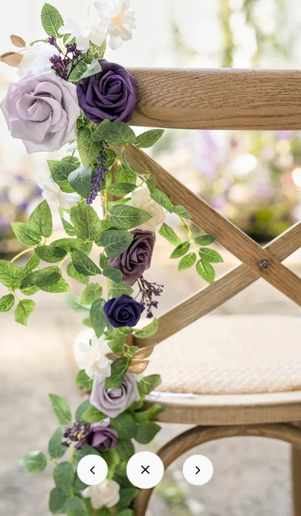 Wedding Hanging Chairback Flowers in Lilac & Gold