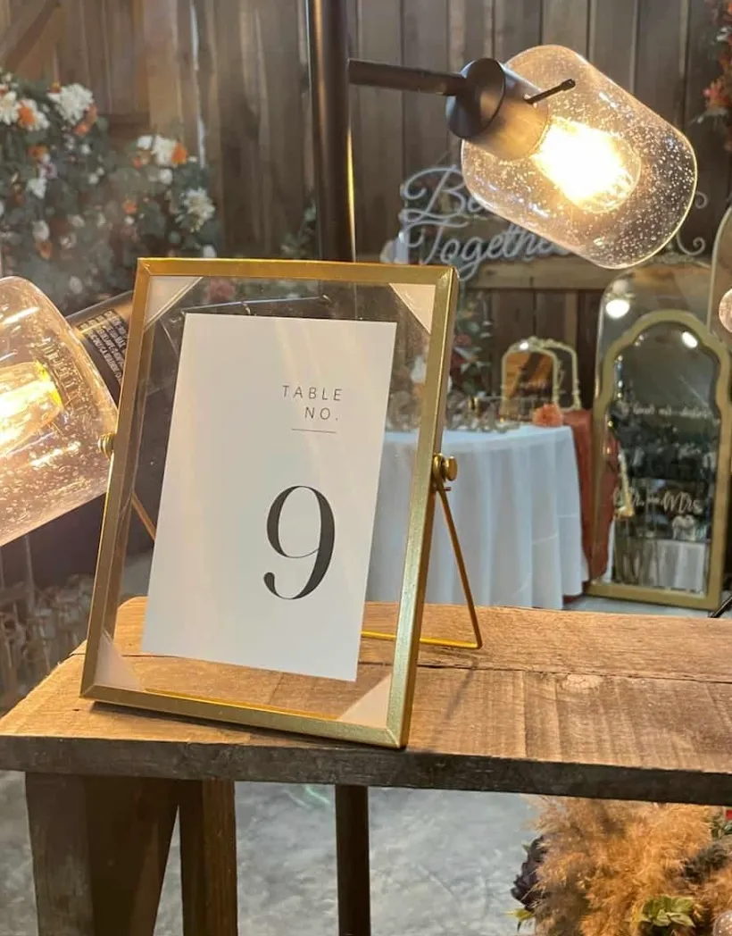 Gold-Framed Black Numbered Table Numbers (Set 1-10)