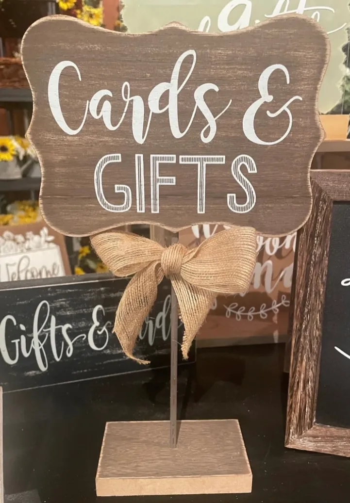  “Cards & Gifts” Sign with Burlap Bow