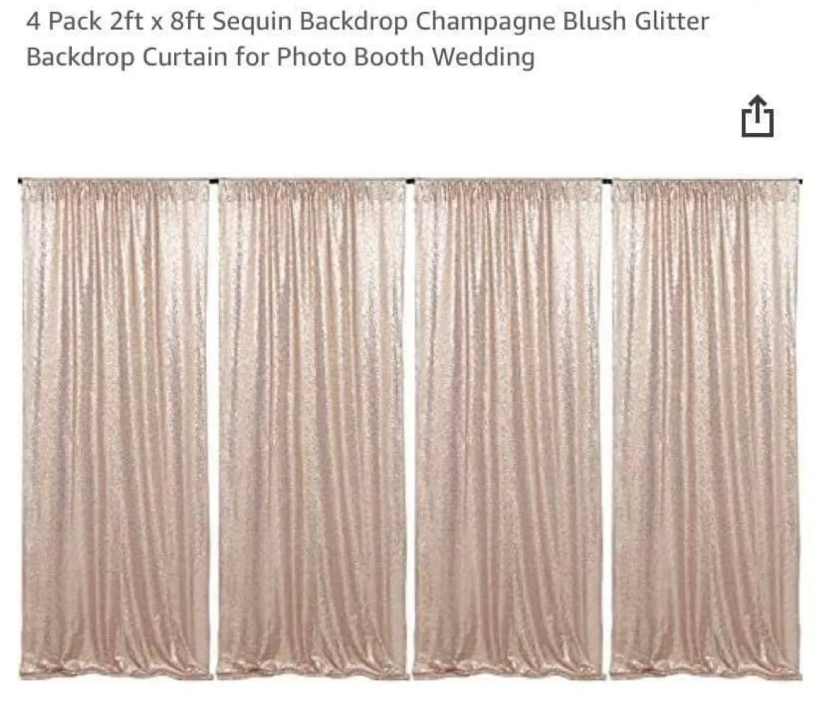 Champagne Blush Glitter Backdrop Curtains