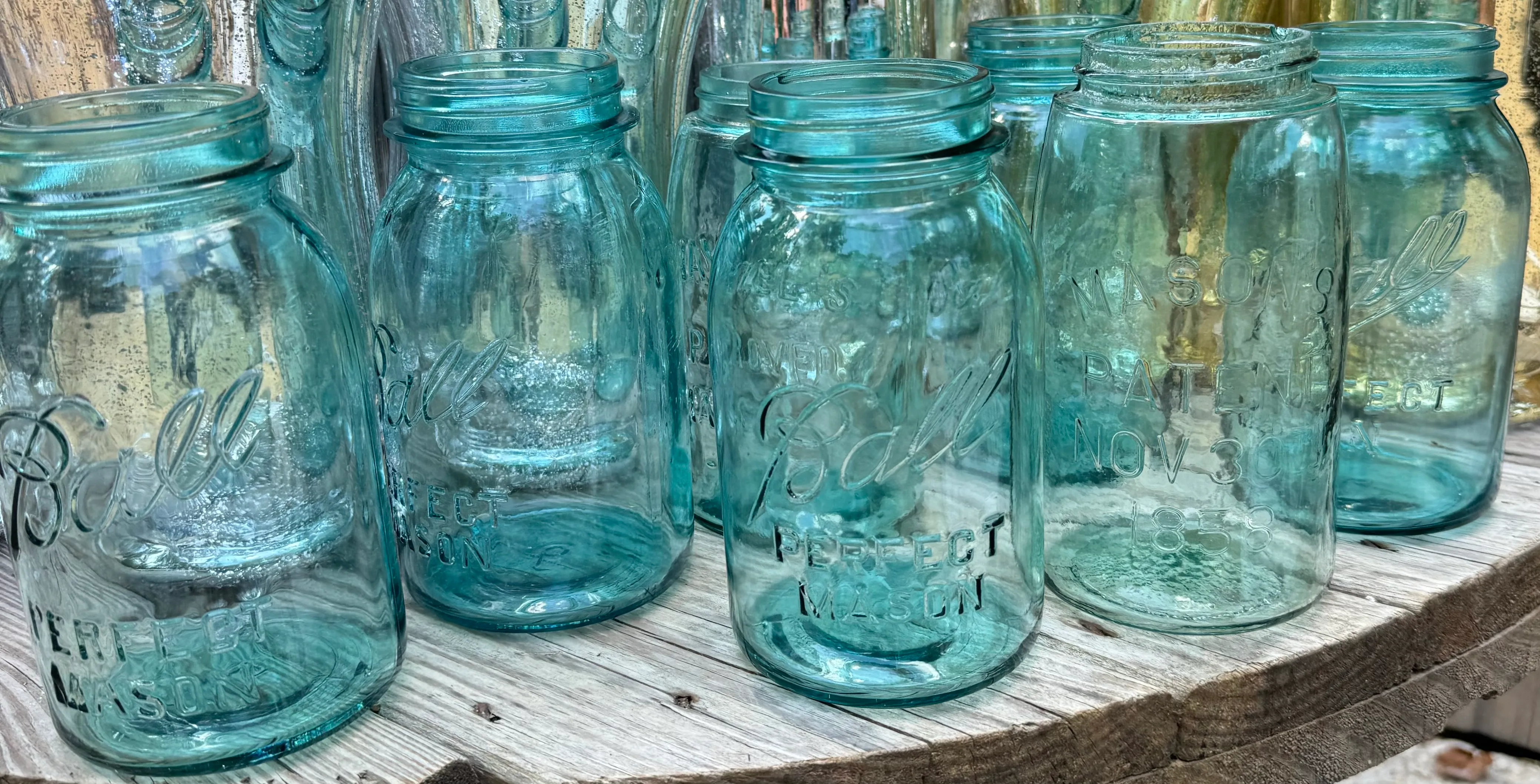 Aqua Mason Jars