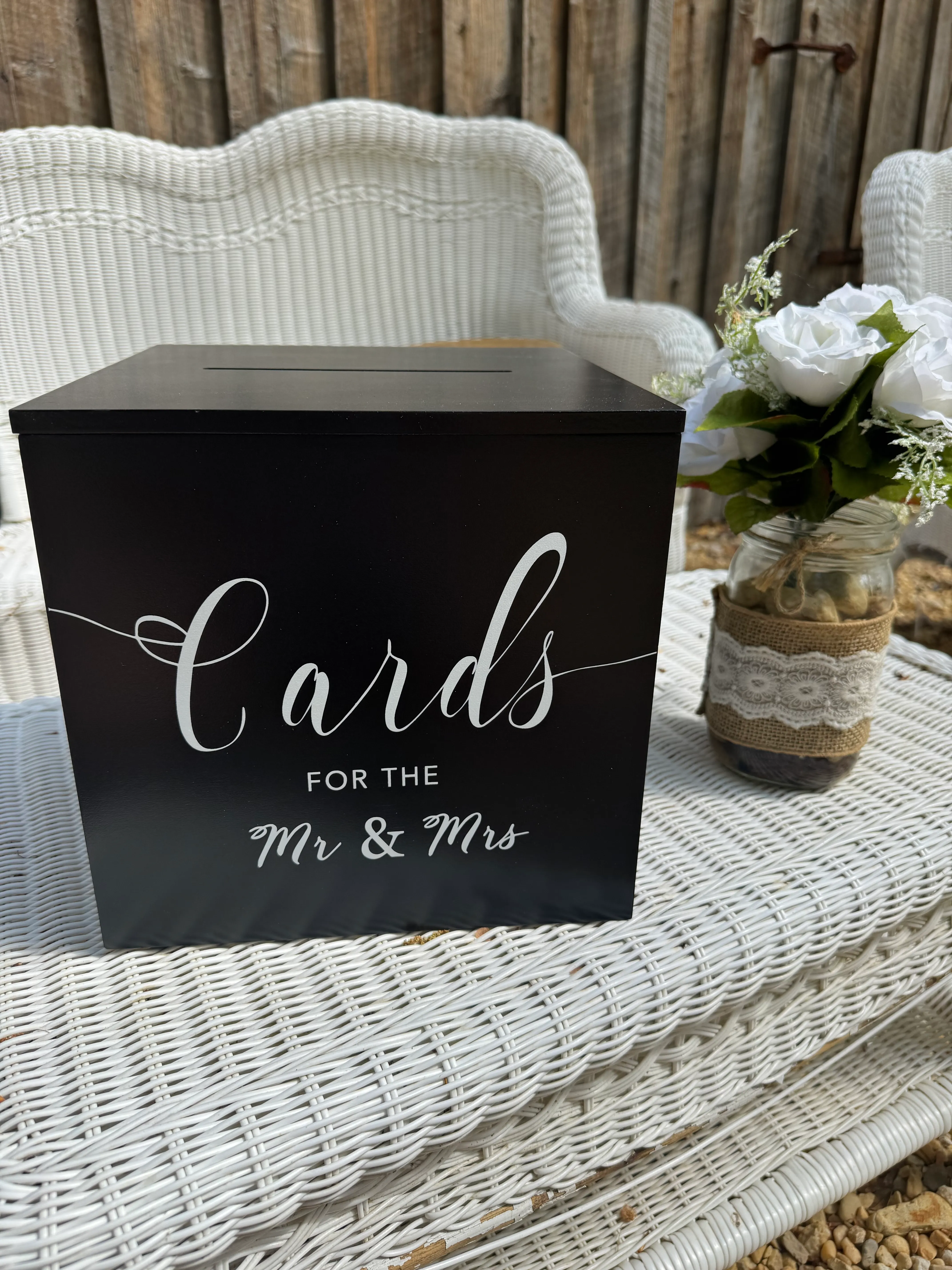 "Cards For The Mr & Mrs" Black Card Box