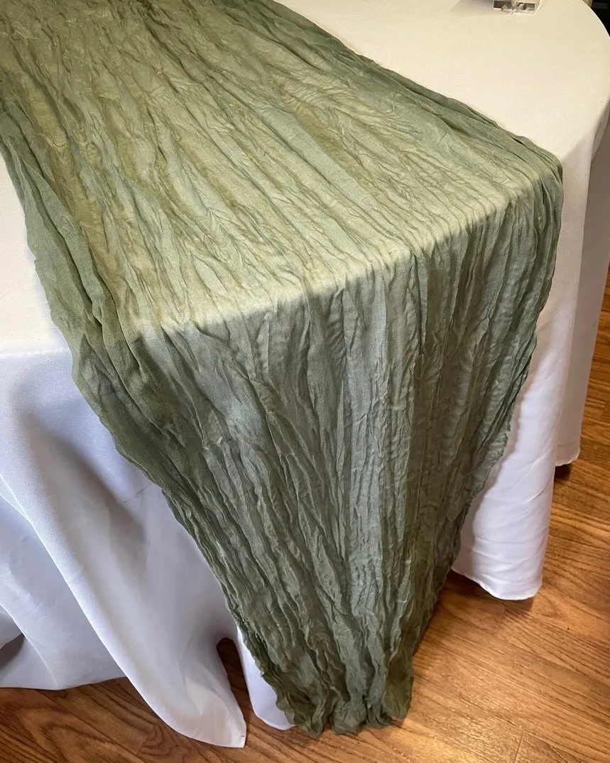 Sage Green Cheesecloth Table Runners