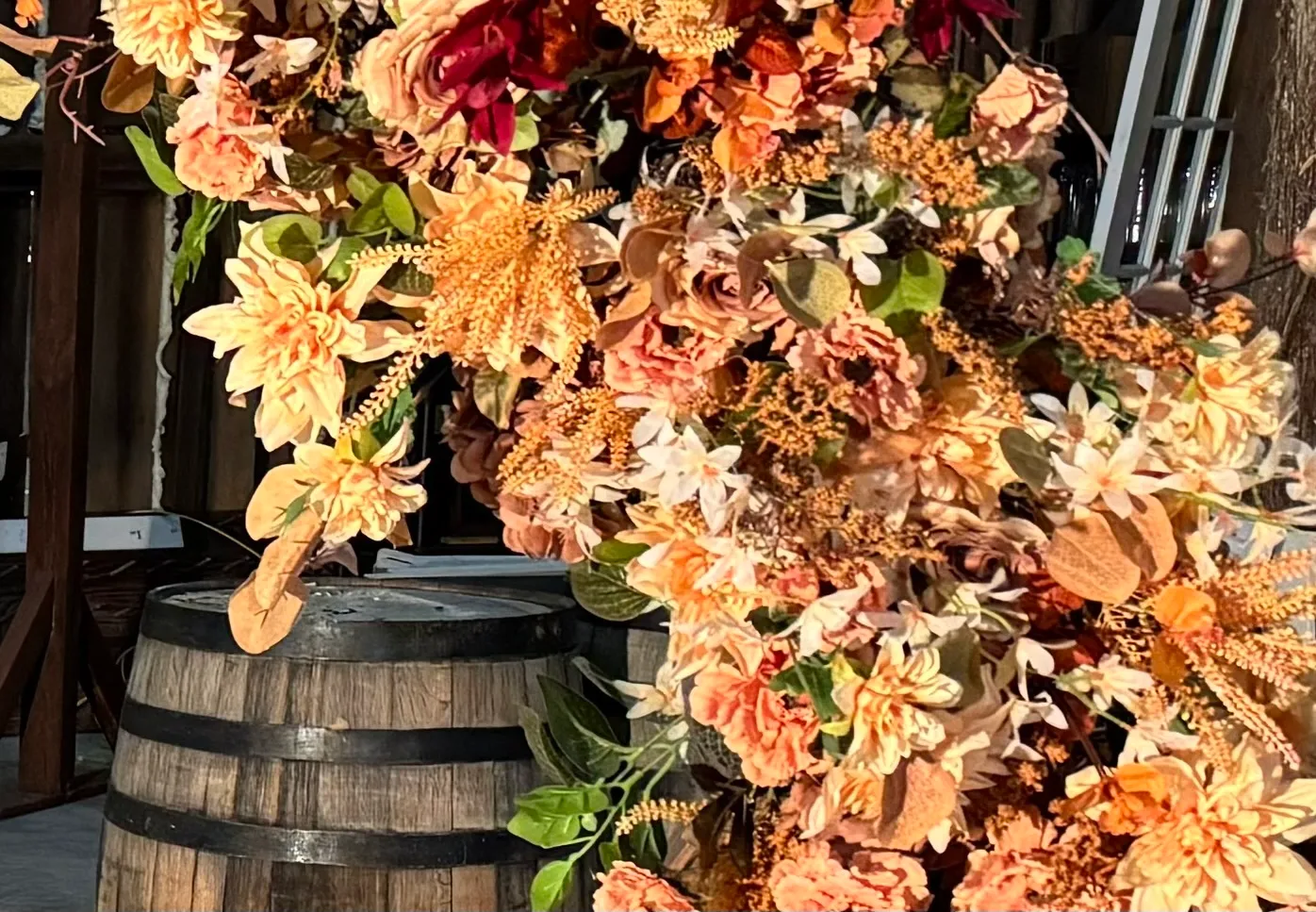 5’ Fall Arch Flowers in Oranges, Browns