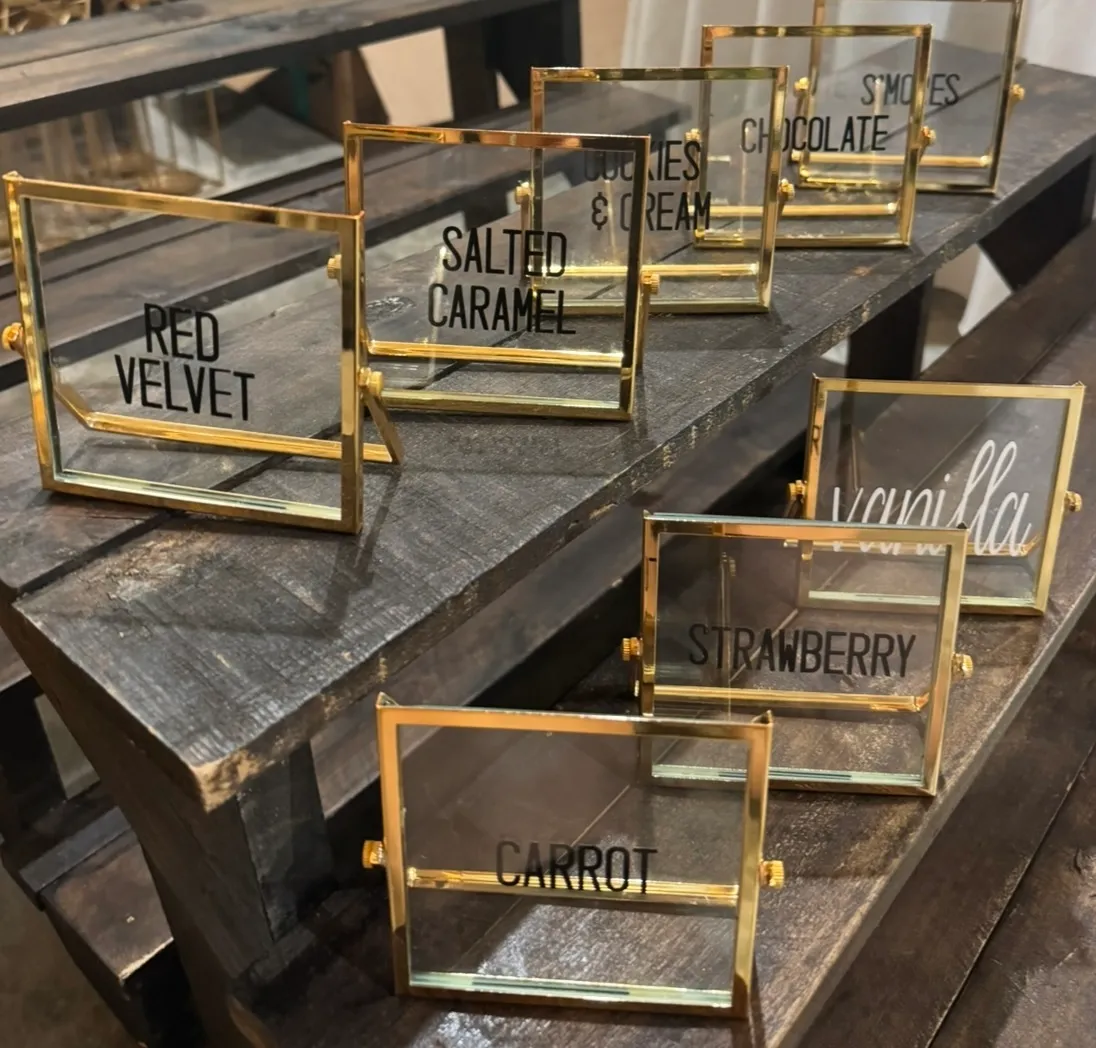 Small Gold Framed Standing Signs (Letters can be removed)