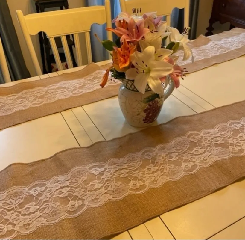 Burlap Table Runners (Lace in Middle)