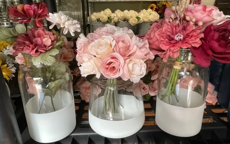 Dusty Rose Flowers in Vases