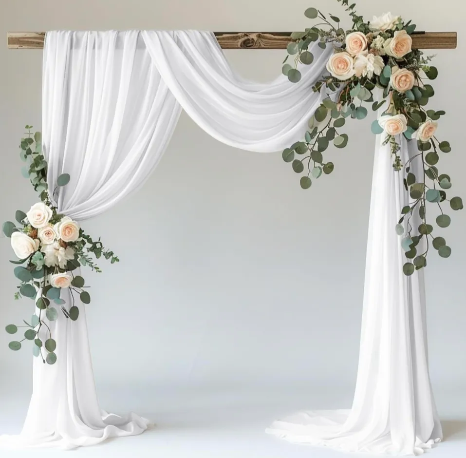 White Sheer Arch Drape (Extra Long Length 31 ft.)